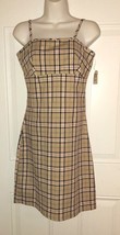 NWT Charlotte Russe Spaghetti Strap Tan Black Plaid Empire Waist A-Line ... - £14.38 GBP