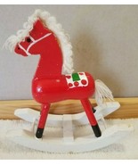 Mini Miniature Red Rocking Horse Wood Folklore 6&quot; x 6&quot; x 2.5&quot; FS - £10.47 GBP