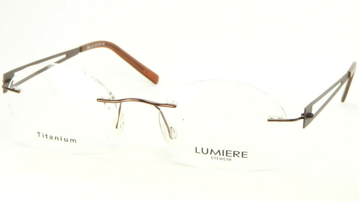 LUMIERE EYEWEAR ITALY 7802 C2 BROWN EYEGLASSES GLASSES RIMLESS 49-18-140... - $60.33