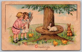 Easter Greetings Fantasy Children Rabbit Chicks 1927 DB Postcard K3 - £7.60 GBP