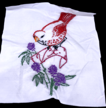 Vermont Bird Embroidered Quilted Square Frameable Art State Needlepoint Vtg - £17.55 GBP