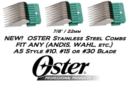 3 Oster Stainless Steel Blade Guide 7/8&quot; 22mm Comb*Fit A5,A6,Andis Agc Clipper - £9.40 GBP