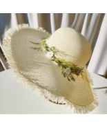 Unisex Women Men Straw Hat Brim Tassel Sun Beach Floppy Woven Paris Avan... - $28.88