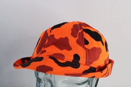 Vtg 80s Streetwear Distressed Hunting Jones Cap Hat Blaze Orange Camouflage XL - £46.70 GBP