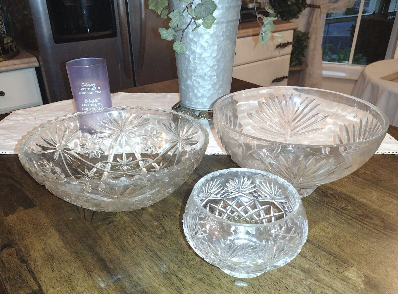 3pc Royal Doulton Keswick Crystal Bowl-Crystal Bowl &amp; Glass Star Of Davi... - $59.99