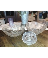 3pc Royal Doulton Keswick Crystal Bowl-Crystal Bowl &amp; Glass Star Of Davi... - $1,133.58 MXN