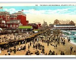 Boardwalk and Beach Scene Atlantic City NJ New Jersey UNP WB Postcard O17 - $4.53
