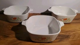 Corning Ware Wildflower 2 3/4 Cup Petite Casserole Dishes P-43-B Lot of 3 - £22.19 GBP