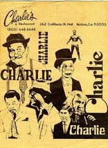 Charlie&#39;s A Restaurant Menu California St Mall Ventura California 1970&#39;s - £35.02 GBP