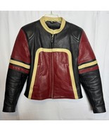Flying Biker Oakwood Leather Motorcycle Jacket Women L Black Red Thinsulate - $205.15 CAD