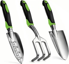 Gardening Hand Tool Set 3 Pack Heavy Duty Gardening Kit with Non Slip Soft Ergon - $33.65