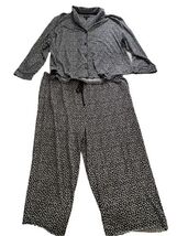Room Service Black and White Print LS Cropped Knit Pajama Pants Size 3X - €22,78 EUR