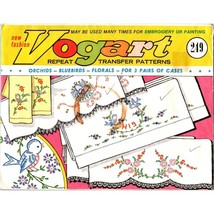 Vintage Vogart Transfer Patterns, 249 Orchids Bluebirds Florals for 3 Pr - $12.60