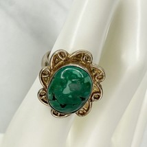 Vintage Cabochon Flower Silver Tone Ring Size 6.75 - $19.79