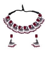 Eivri Indian Bridal Designer Silver Oxidized Necklace With Earrings Jewl... - £43.86 GBP