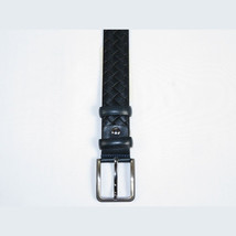 Men Navy Genuine Leather Belt PIERO ROSSI Turkey Soft Full Grain #Navy Woven image 2