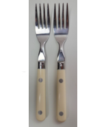 2 WF Mardi Gras Cream Handle Stainless Steel Salad Forks Flatware Korea - £7.43 GBP