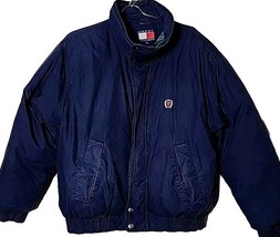 Tommy hilfiger M Blue Down Puffer Crest Full Zip Vintage Crest Jacket - £52.17 GBP