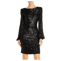 Aqua Womens 0 Black Sequined Long Sleeve Sheath Mini Dress NWT CY65 - £95.05 GBP