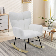 Modern Rocking Chair - White Teddy Fabric with High Backrest - £143.94 GBP