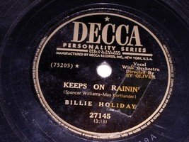 Billie Holiday Keeps On Rainin&#39; Them There Eyes 78 Record Decca Label Sy Oliver - £23.58 GBP