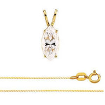 Marquise Diamond Pendant 14k Yellow Gold ( 0.98 Ct E I1 GIA ) - £1,907.37 GBP