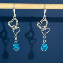 BBY Ice Blue Crystal &amp; Cz 2” Silver Dangle Earrings - £35.48 GBP