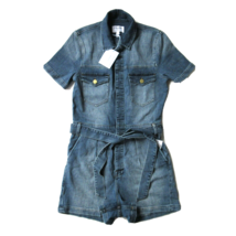 NWT FRAME Denim Romper in Maxson Pleated Belted Denim Jean Short Coverall S - £71.55 GBP
