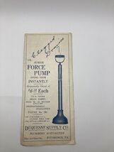 Vintage DUQUESNE SUPPLY CO. Junior Force Pump Brochure - Pittsburgh, PA ... - $9.50