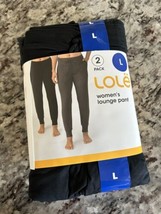 Lole Womens Soft Lounge Pants Joggers Black &amp; Dark Grey 2-Pack NWT Size Large - £23.23 GBP