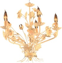 Petite Vintage French Country Painted Chandelier, 5 Arm, White,Pink, Cottage - £332.09 GBP