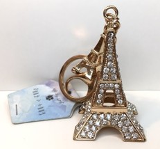 Ella &amp; Elly Huge Gold Tone &amp; Rhinestone Paris Eiffel Tower Keychain NWT Bling - £15.98 GBP