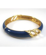 Monet Blue Enamel Bangle Gold Bracelet 2.5&quot; Diameter - £11.66 GBP