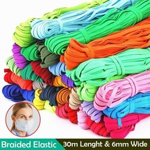Flat Braided Elastic Band 1/4&quot; (6mm),width White Black Multi Colors 30 yards - £12.82 GBP