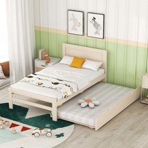 Twin Platform Bed w/ Trundle - White Wash - £242.31 GBP