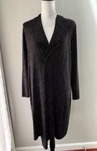 J Jill Wearever Dress Size Large Petite PL Black Polka Dot Jersey Long S... - $17.32