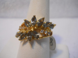 18 kt GP Multi Facet 16 Stone Cubic Zirconia Fancy Ring Size 8.5 High en... - $69.99