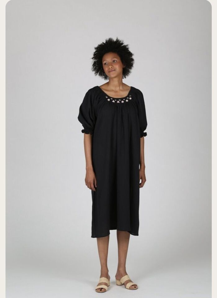 Primary image for Tach Clothing Traviata Black Dress Hand Embroidered Nwt 100% Cotton Size S $220