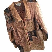 Vtg Sandy Starkman Blushe By Spiegel Cardigan Art To Wear L Patchwork Tapestry - £29.59 GBP