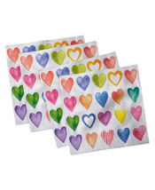 AMBESONNE Grunge Rainbow Color Heart Shapes Set of 4 Napkins, 18&quot; x 18&quot; NEW - $12.99