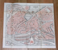 1886 Original Antique Map Of Hamburg / Germany - £15.44 GBP