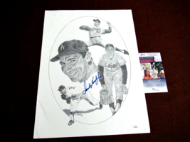 Sandy Koufax 1955 Wsc Brooklyn Dodgers Hof Pitcher Signed Vintage Lithograph Jsa - £311.38 GBP