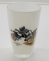 FF) Hazel Atlas 1904 Oldsmobile Antique Car White Frosted 5&quot; Highball Glass - $9.89