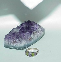 Sterling Silver Oval Amethyst Peridot Band Ring 3.8 Grams Sz 7 Solid - £19.71 GBP