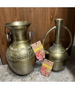 Colors Of The Bazaar Vintage Brass Etched Aladdin Style Vase Jug - $64.99