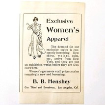 1910 Henshey Women&#39;s Clothing Advertisement Los Angeles California Fashi... - $368.02 MXN
