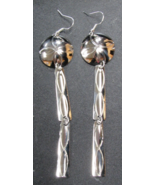 New 4&quot; Concho Dangle Earrings in Nickel Silver Circular Design C Johnson - €50,64 EUR