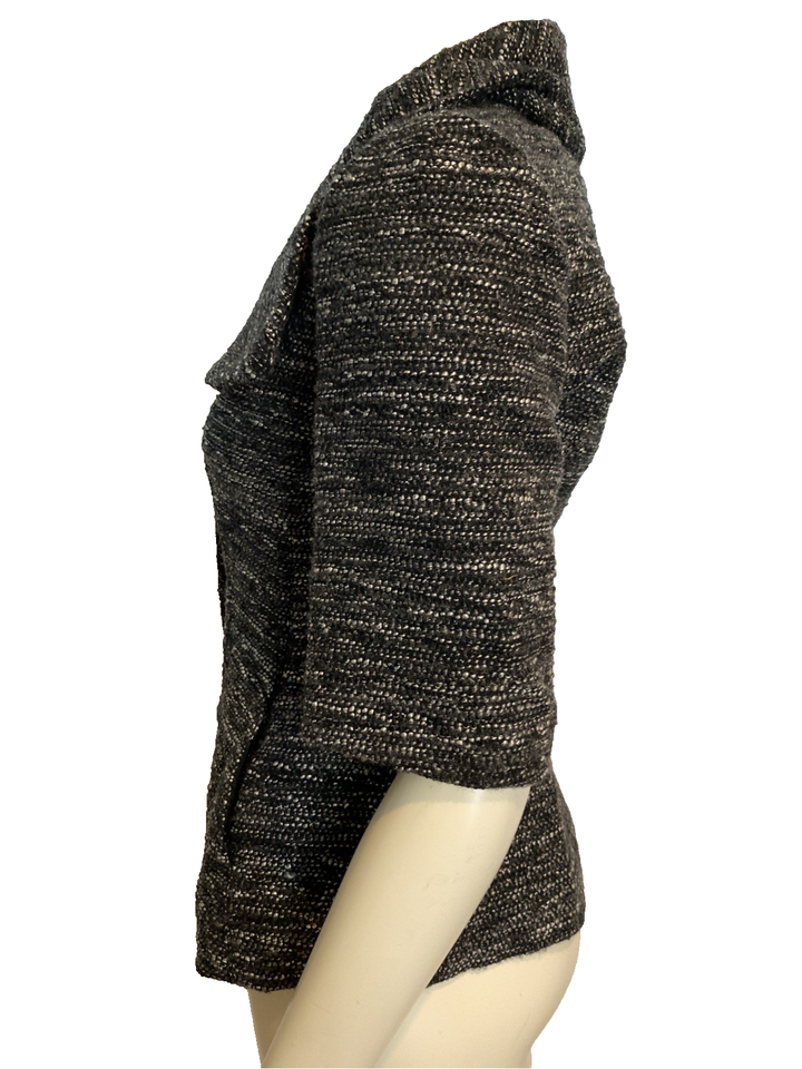 Ann Taylor Black and White Tweed Collared 3/4 Sleeve Swing Jacket Size 2 Item image 2