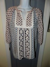 Crown &amp; Ivy Peasant Pink/Blue 3/4 Sleeve Blouse Size PS Women&#39;s NWOT - £17.50 GBP