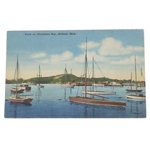 Postcard Macatawa Yacht Bay Holland Michigan Posted Linen Vintage Boats - £1.94 GBP